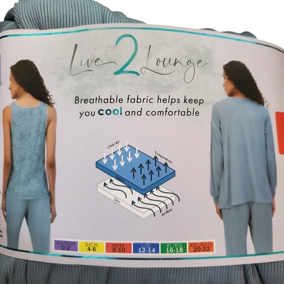 Live2Lounge Sm 3-piece Loungewear Set Cardigan Sleeveless Tank Top Pants Cooling - Picture 9 of 9